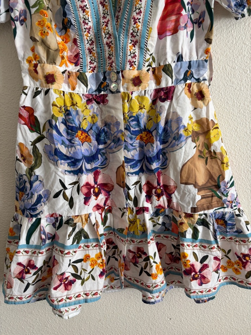 NWT Farm Rio Women's Greek Garden Off-White Mini Dress Sz Small - Picture 4 of 9